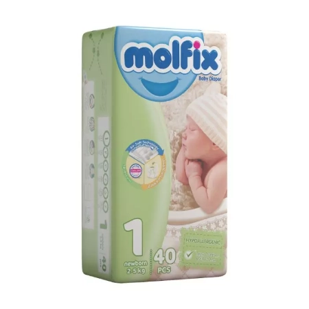 پوشک بچه مولفیکس سایز 1 بسته 40 عددی