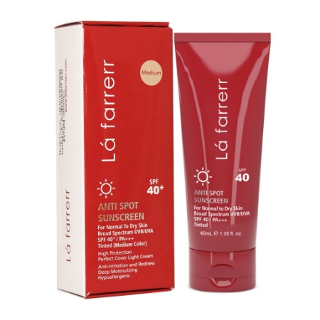 تصویر  کرم ضد آفتاب و ضد لک پوست خشک و معمولی SPF 40 لافارر - بژ متوسط