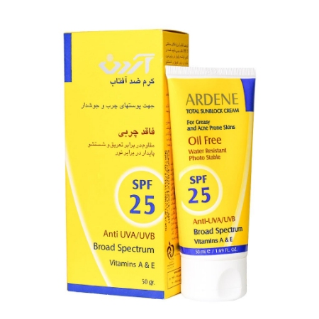 تصویر  کرم ضد آفتاب SPF 25 فاقد چربی آردن - بی رنگ