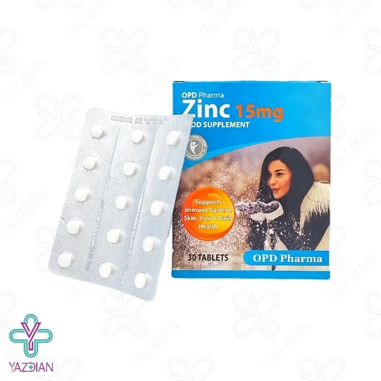قرص زینک 15 تقویت پوست و مو او پی دی فارما - 30 عددی