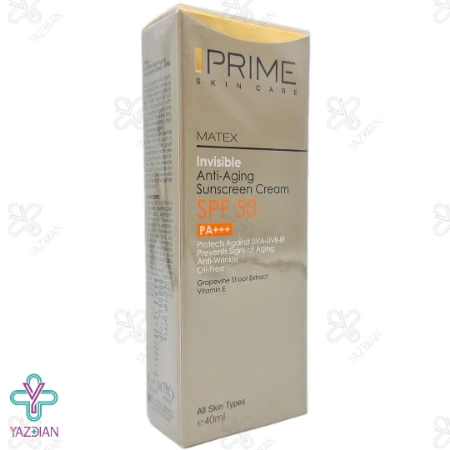 کرم ضد آفتاب جوان کننده SPF 50 فاقد چربی پریم - بی رنگ
