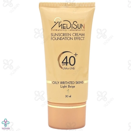 کرم ضد آفتاب SPF 40 مدیسان پوشش کرم پودری پوست چرب و حساس - بژ روشن