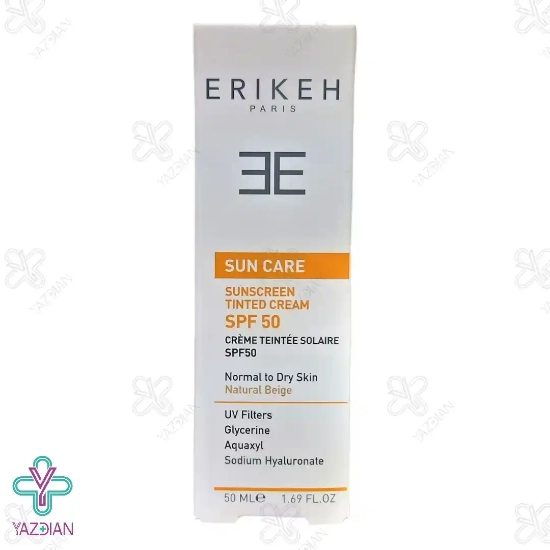کرم ضد آفتاب SPF50 اریکه مناسب پوست معمولی تا خشک - بژ طبیعی