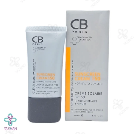 کرم ضد آفتاب پوست نرمال تا خشک SPF50 سی بی پاریس - بی رنگ