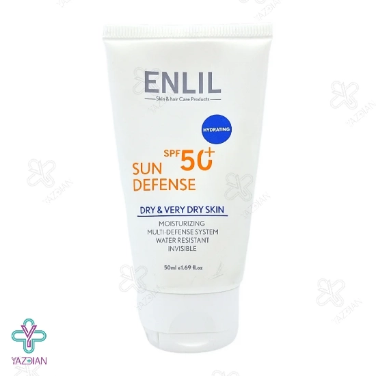 کرم ضد آفتاب SPF50 سان دیفنس انلیل مناسب پوست خشک - بی رنگ
