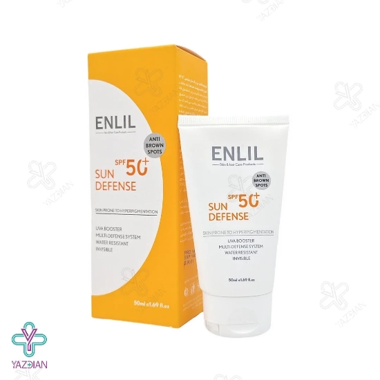 کرم ضد آفتاب SPF50 سان دیفنس انلیل مناسب پوست مستعد لک - بی رنگ