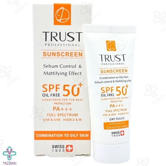 کرم ضد آفتاب SPF 50 تراست پوست چرب و مختلط - بی رنگ