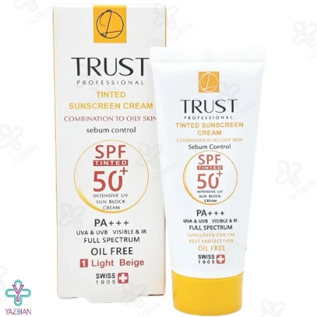 کرم ضد آفتاب SPF 50 پوست چرب و مختلط تراست - بژ روشن	