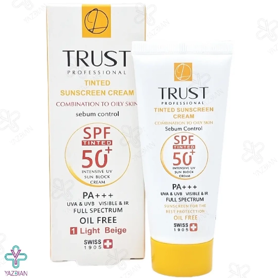 کرم ضد آفتاب SPF 50 پوست چرب و مختلط تراست - بژ روشن	
