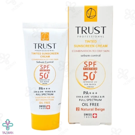 کرم ضد آفتاب SPF 50 پوست چرب و مختلط تراست - بژ طبیعی	