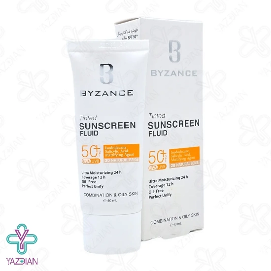 فلوئید ضد آفتاب SPF 50 پوست چرب بیزانس – بژ طبیعی