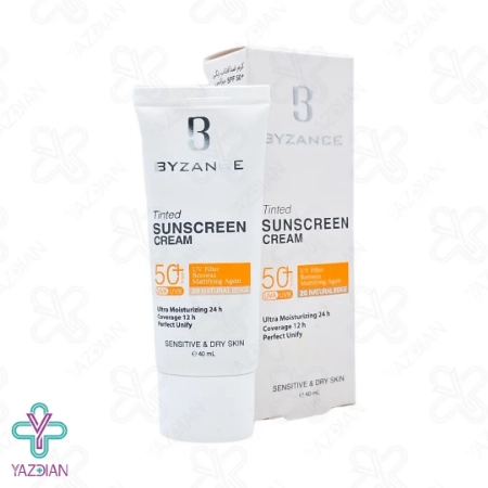 کرم ضد آفتاب SPF50 پوست خشک بیزانس – بژ طبیعی	