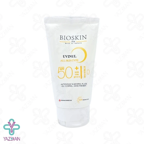 کرم ضد آفتاب SPF50 بایو اسکین پلاس مناسب انواع پوست - بی رنگ	