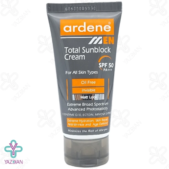کرم ضد آفتاب آقایان فاقد چربی SPF 50 آردن- بی رنگ	