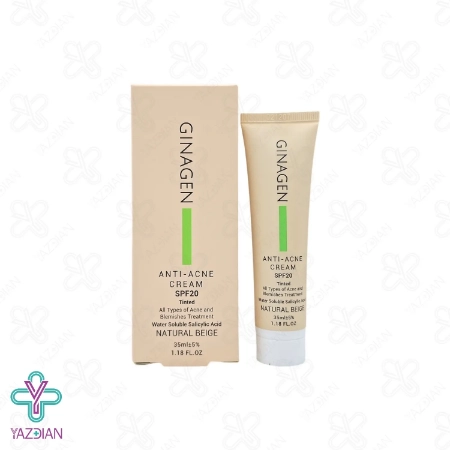 کرم آنتی آکنه و ضد جوش SPF 20 ژیناژن - بژ طبیعی	