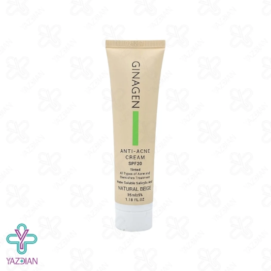 کرم آنتی آکنه و ضد جوش SPF 20 ژیناژن - بژ طبیعی	